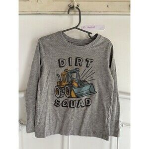Carters Toddler Gray Long Sleeve Construction Dirt Crew Shirt Work Bulldozer 5t